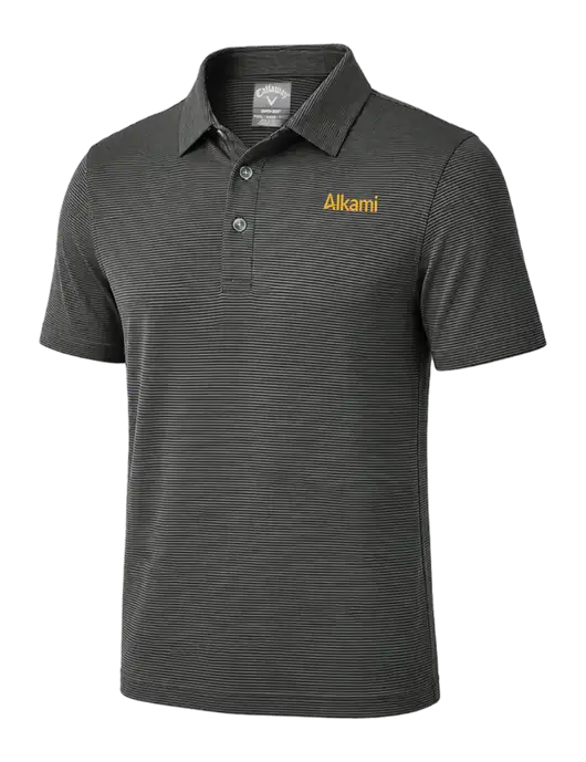 Callaway Black Fine Line Stripe Polo w/Alkami Logo