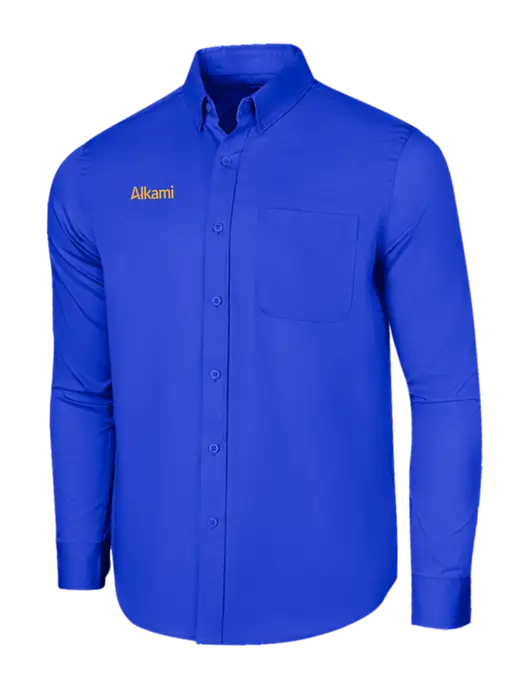 Long Sleeve Dark Royal Superpro React Twill Shirt w/Alkami Logo