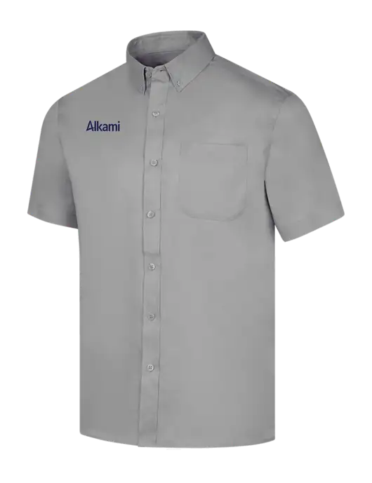 Short Sleeve Light Grey Superpro React Twill Shirt w/Alkami Logo