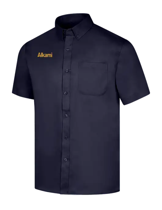 Short Sleeve Navy Superpro React Twill Shirt w/Alkami Logo
