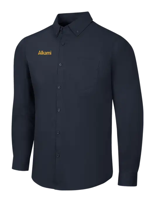 Navy Long Sleeve Carefree Poplin Shirt w/Alkami Logo