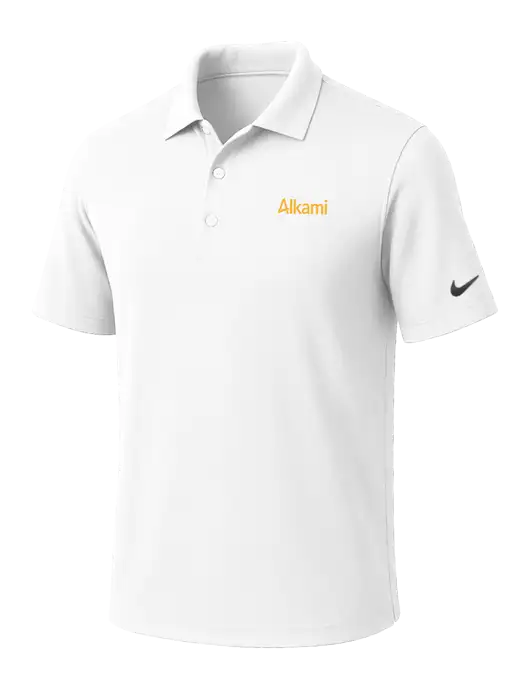 NIKE White Dri-Fit Micro Pique Polo w/Alkami Logo