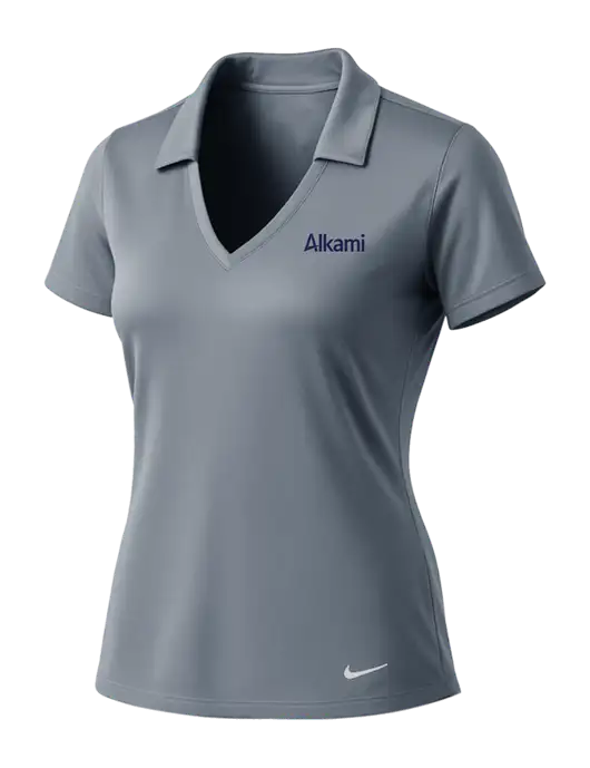NIKE Medium Grey Womens Dri-Fit Vertical Mesh Polo w/Alkami Logo
