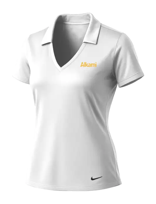 NIKE White Womens Dri-Fit Vertical Mesh Polo w/Alkami Logo