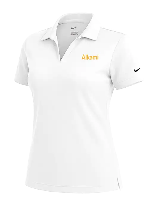 NIKE White Womens Dri-Fit Micro Pique Polo w/Alkami Logo