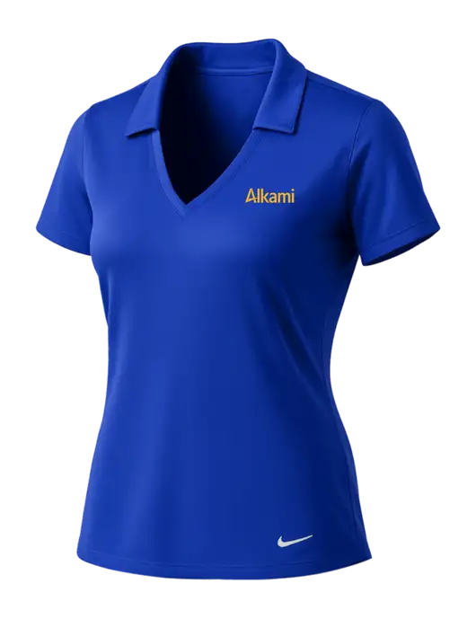 NIKE Dark Royal Womens Dri-Fit Vertical Mesh Polo w/Alkami Logo