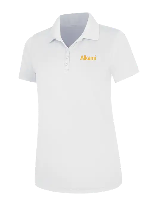 White Womens Dry Zone UV Mesh Polo w/Alkami Logo