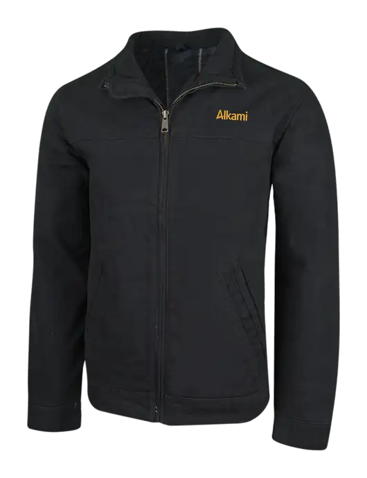Cornerstone Black Washed Duck Cloth Flannel Lined Work Jacket w/Alkami Logo