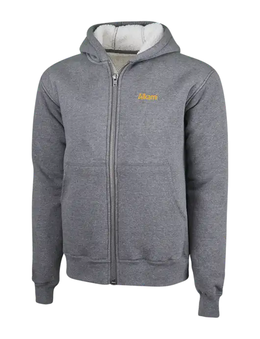 Cornerstone Grey Heather Heavyweight Sherpa Lined Hooded Fleece Jacket w/Alkami Logo