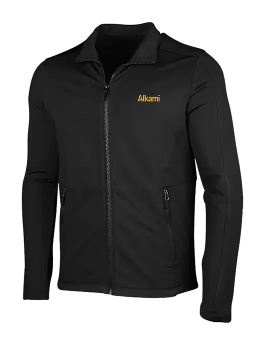 Deep Black Grid Fleece Jacket w/Alkami Logo