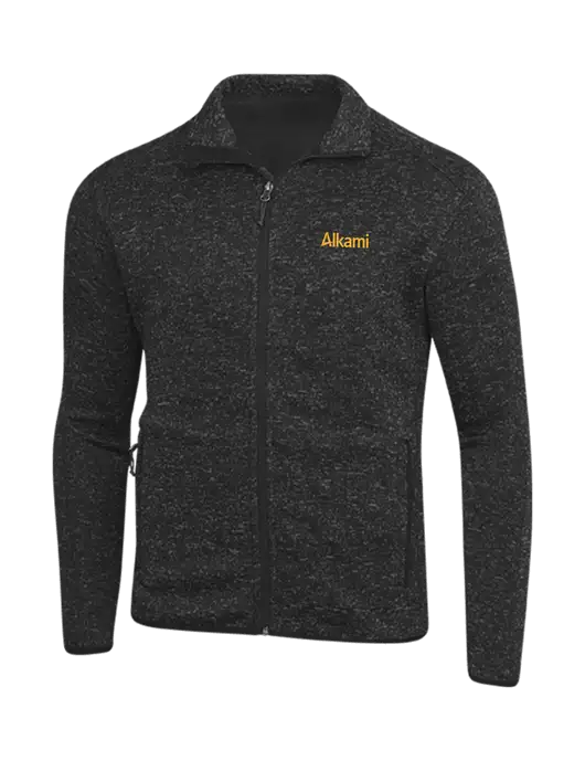 Black Heather Sweater Fleece Jacket w/Alkami Logo