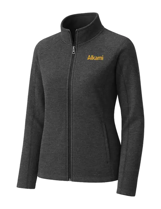 Charcoal Womens Heather Microfleece Full-Zip Jacket w/Alkami Logo