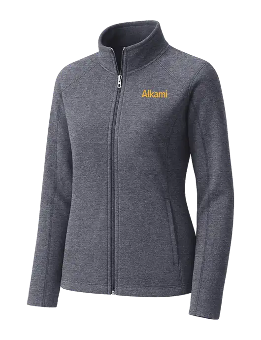 Light Navy Heather Womens Microfleece Full-Zip Jacket w/Alkami Logo