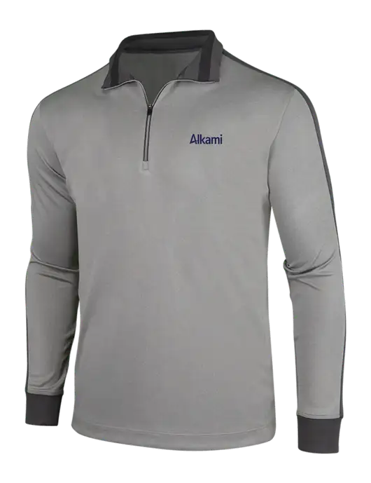 NIKE Athletic Grey/Heather Dark Grey Dry-Fit 1/2 Zip Cover-Up w/Alkami Logo