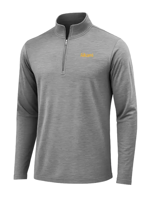 Dark Grey Heather Posicharge Tri-Blend Wicking 1/4 Zip Pullover w/Alkami Logo