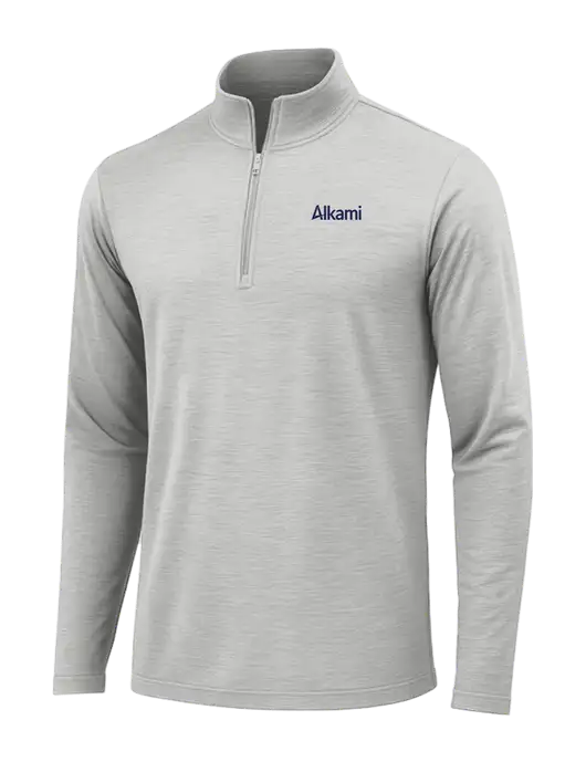 Light Grey Heather Posicharge Tri-Blend Wicking 1/4 Zip Pullover w/Alkami Logo