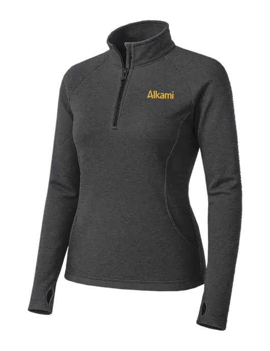 Dark Grey Heather Womens Sport Wick Stretch 1/4 Zip Pullover w/Alkami Logo