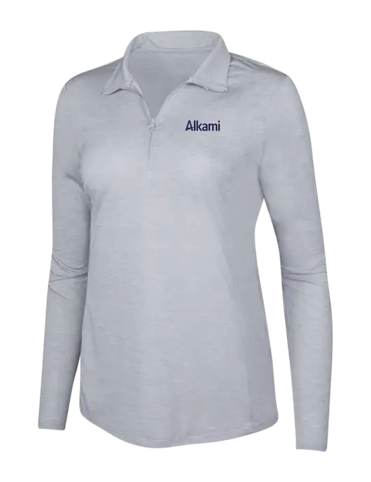 Light Grey Heather Womens Posicharge Tri-Blend Wicking 1/4 Zip Pullover w/Alkami Logo