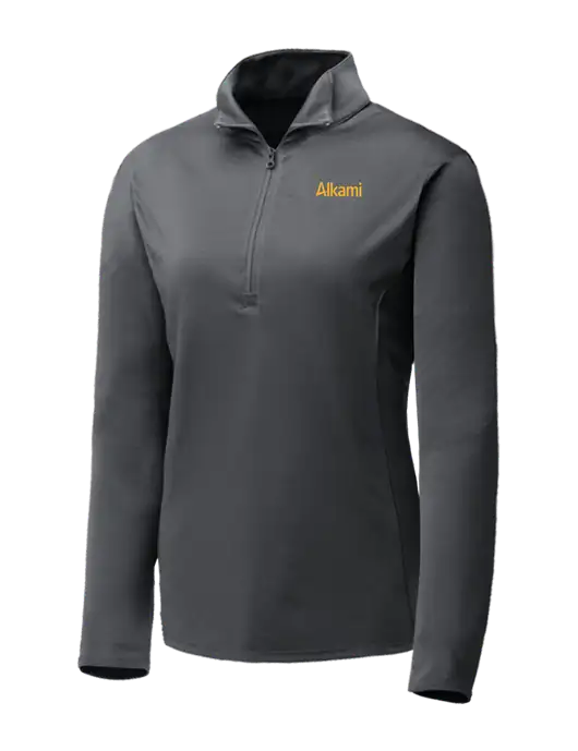 Dark Grey Womens Posicharge Competitor ¼ Zip Pullover w/Alkami Logo