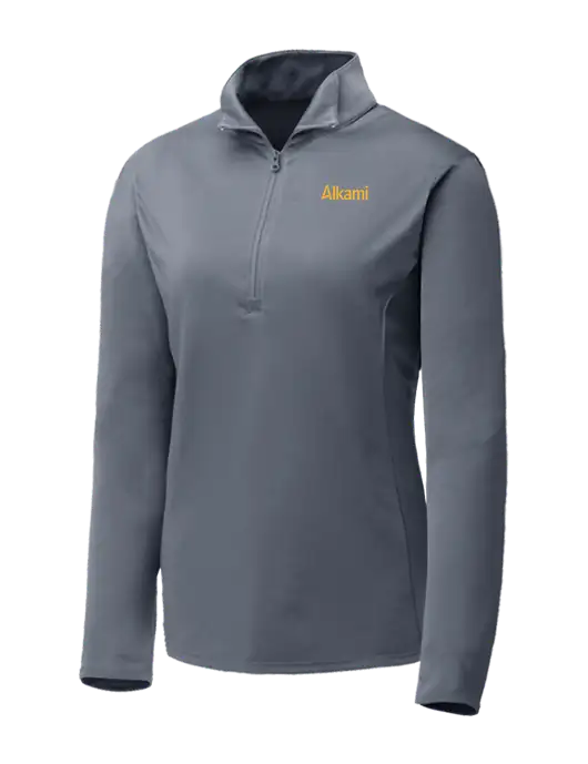 Medium Grey Womens Posicharge Competitor ¼ Zip Pullover w/Alkami Logo