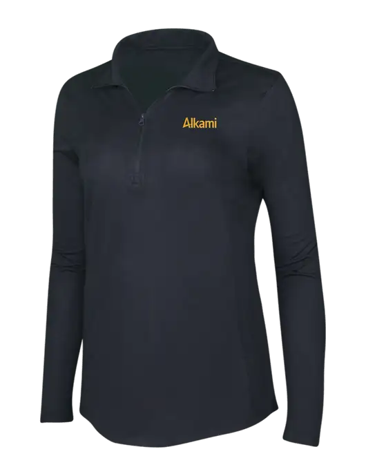 Black Triad Solid Womens Posicharge Tri-Blend Wicking 1/4 Zip Pullover w/Alkami Logo