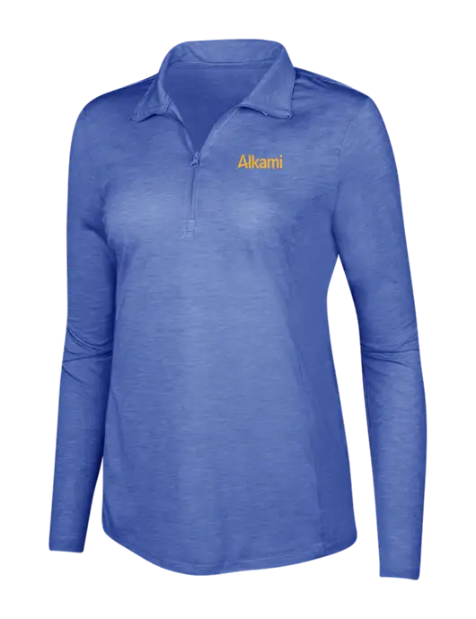 True Royal Heather Womens Posicharge Tri-Blend Wicking 1/4 Zip Pullover w/Alkami Logo