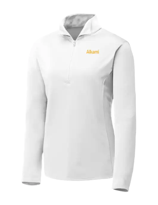 White Womens Posicharge Competitor ¼ Zip Pullover w/Alkami Logo