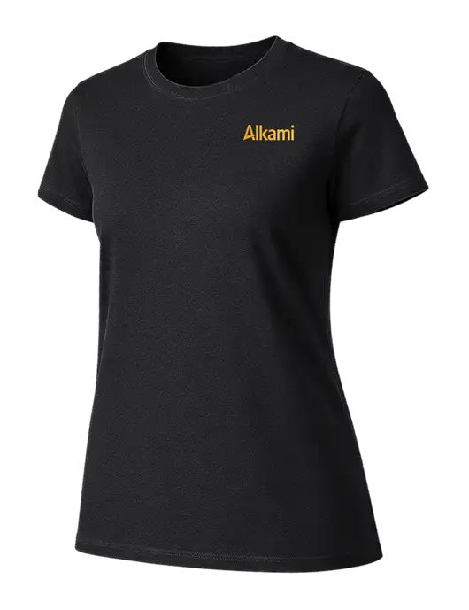 Womens Ring Spun Jet Black 4.5 oz T-Shirt w/Alkami Logo