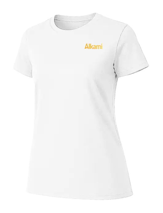 Womens Ring Spun White 4.5 oz T-Shirt w/Alkami Logo