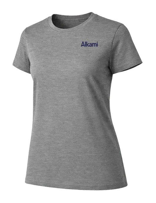 Womens Ring Spun Light Grey Heather 4.5 oz T-Shirt w/Alkami Logo