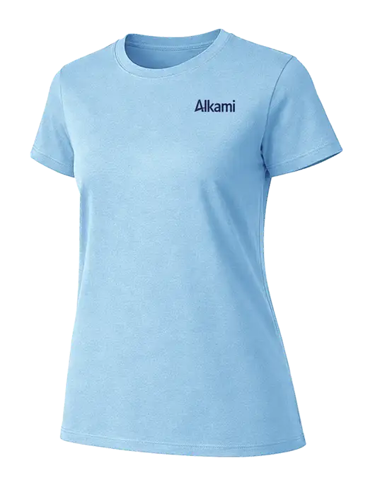 Womens Ring Spun Light Blue 4.5 oz T-Shirt w/Alkami Logo