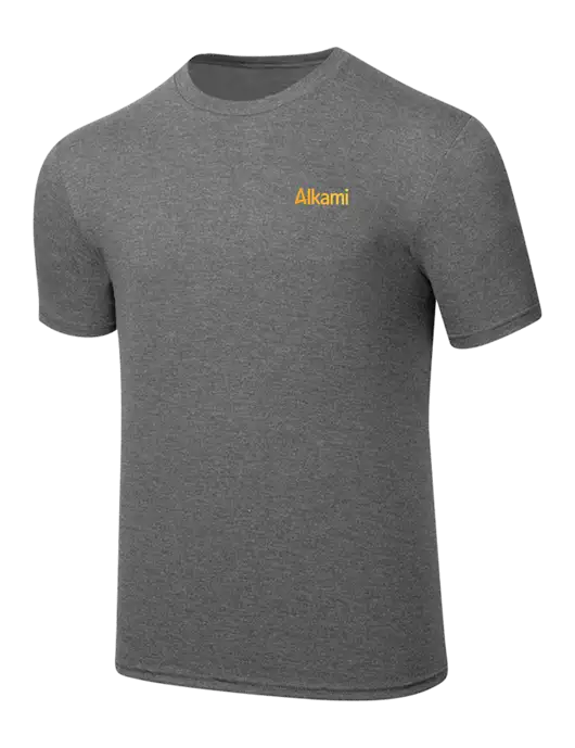 Simply Soft Heathered Medium Grey 4.5oz  Poly/Combed Ring Spun Cotton T-Shirt w/Alkami Logo