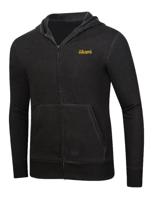 Full-Zip Black Heavyweight Hooded Sweatshirt w/Alkami Logo