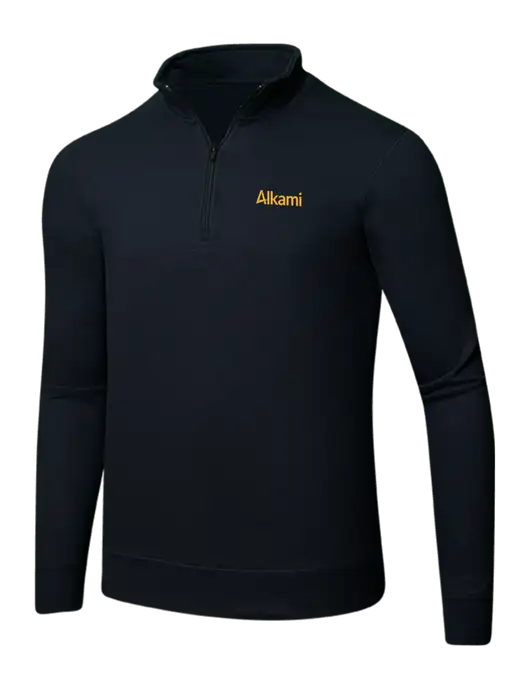 Jet Black 8.5 oz Ring Spun 1/4 Zip Pullover Sweatshirt w/Alkami Logo