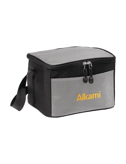 6 Can Grey/Black Cube Cooler w/Alkami Logo