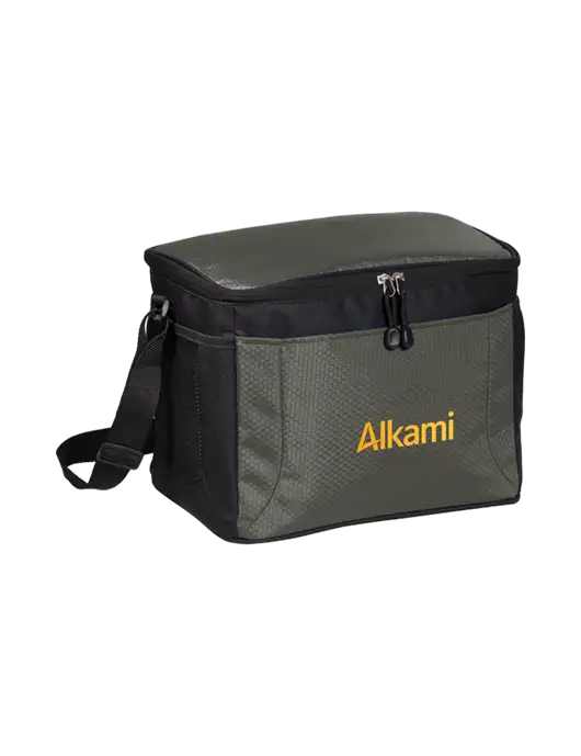 12 Can Grey/Black Cube Cooler w/Alkami Logo