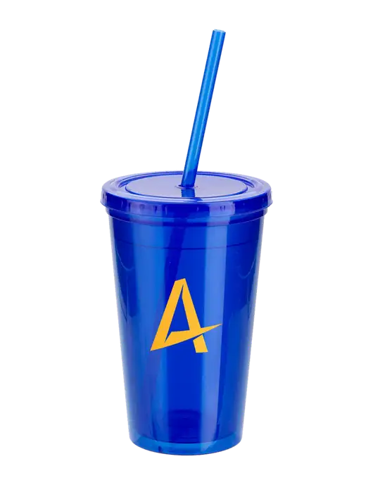 Sorrento Blue 16 oz Tumbler with Lid & Straw w/Alkami Logo