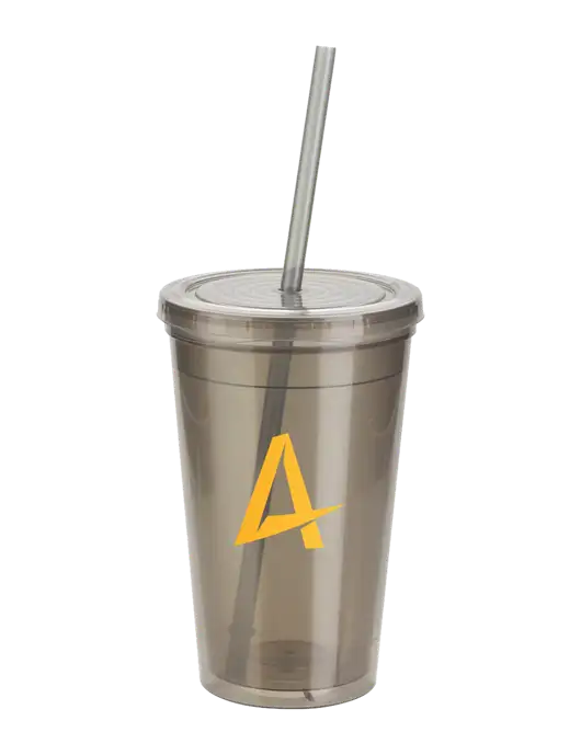 Sorrento Medium Grey 16 oz Tumbler with Lid & Straw w/Alkami Logo