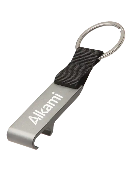Gunmetal Bottle Opener & Key Ring w/Alkami Logo