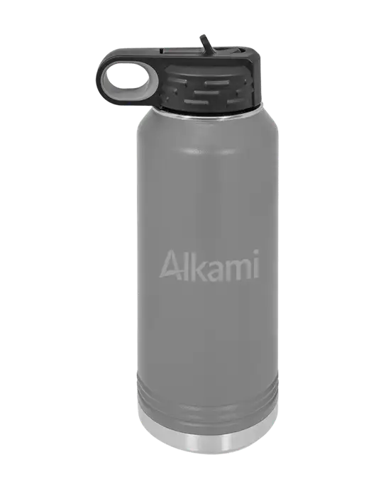 Polar Camel 32 oz Powder Coated Grey Vacuum Insulated Water Bottle w/Alkami Logo