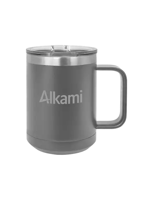 Polar Camel 15 oz Powder Coated Grey Vacuum Insulated Mug with Slider Lid w/Alkami Logo