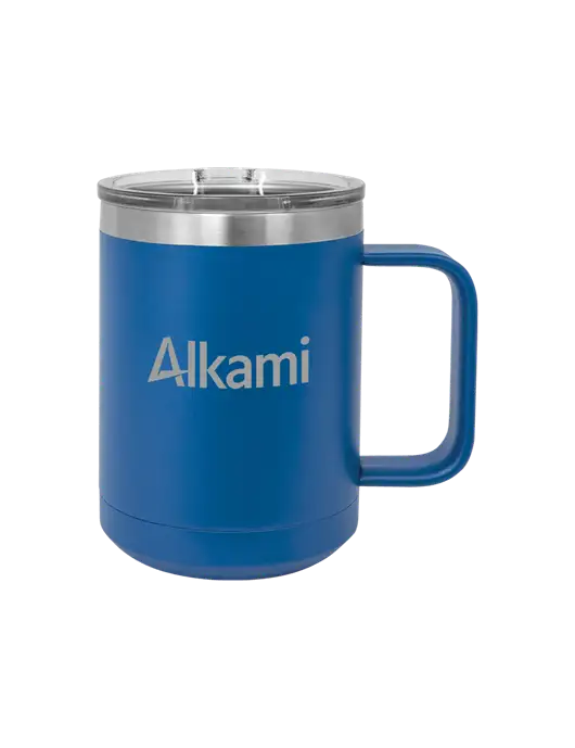 Polar Camel 15 oz Powder Coated Royal Vacuum Insulated Mug with Slider Lid w/Alkami Logo