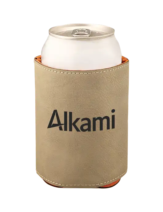 Tan Leatherette Beverage Holder w/Alkami Logo