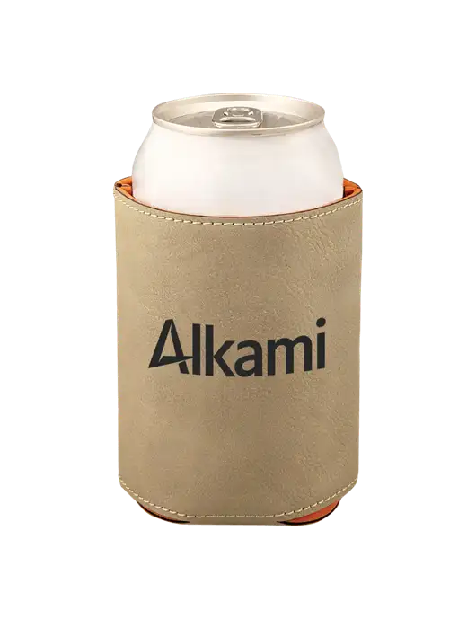 Tan Leatherette Beverage Holder w/Alkami Logo