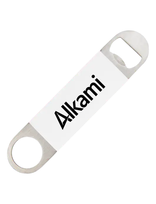 White Bottle Opener with Silicone Grip w/Alkami Logo