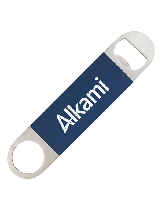 Navy Bottle Opener with Silicone Grip w/Alkami Logo