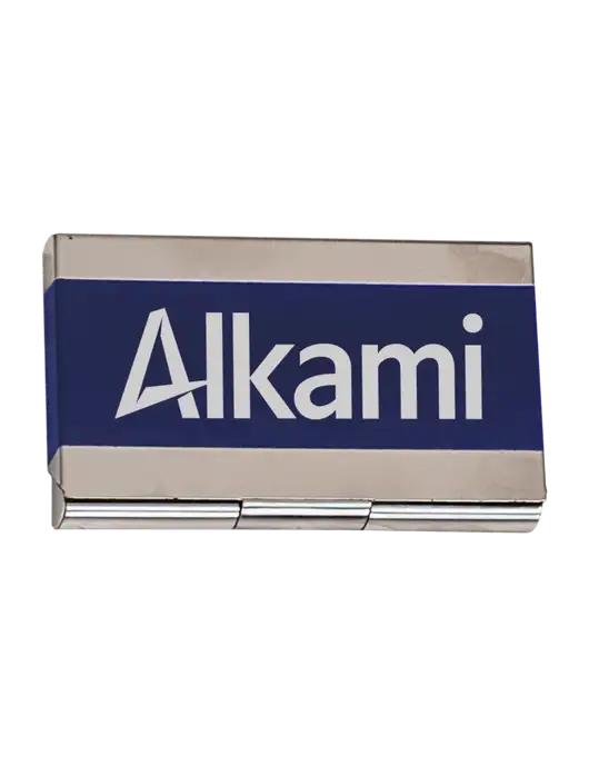 Blue 3.75 x 2.5 Business Card Holder w/Alkami Logo