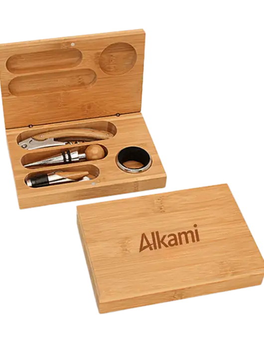 Bamboo 4 piece Wine Tool Set w/Alkami Logo