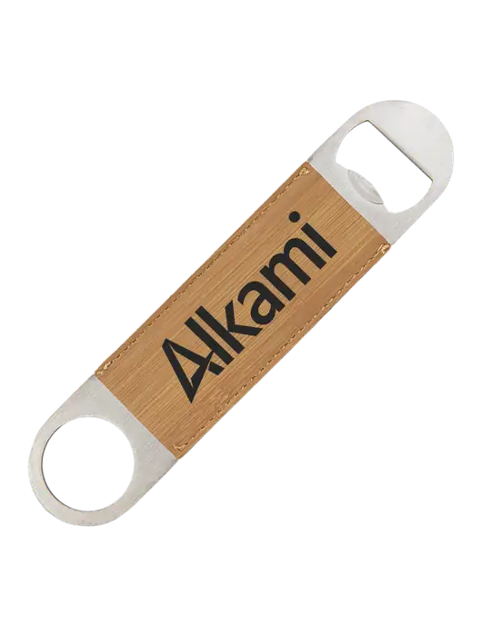 Bamboo Leatherette Bottle Opener w/Alkami Logo
