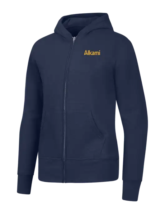 Navy Womens Core Fleece Full-Zip Hooded Sweatshirt w/Alkami Logo
